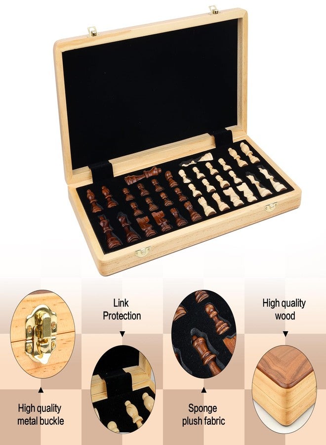 RERIVER 15 Inch Magnetic Wooden Chess Game Set Classic Folding Board Games with Felted Game Board Interior for Storage 2 Extra Queens Pieces Storage Slots - Image 4